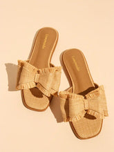 Load image into Gallery viewer, Resort Stay Raffia Bow Sandals | Natural