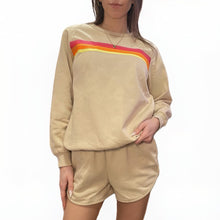 Load image into Gallery viewer, Color Contrast Trim Long-sleeve Top and Shorts Set | Apricot