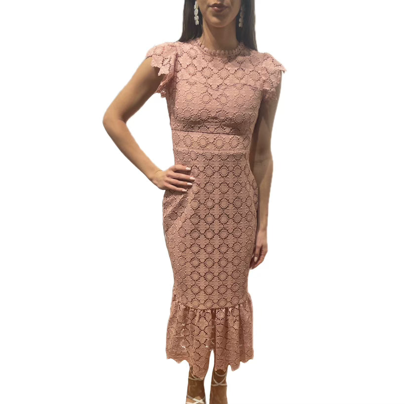 Lori Eyelet Lace Ruffle Midi Dress