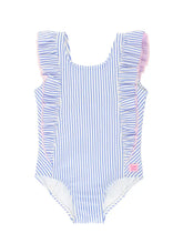 Load image into Gallery viewer, Periwinkle Blue Seersucker Waterfall One Piece