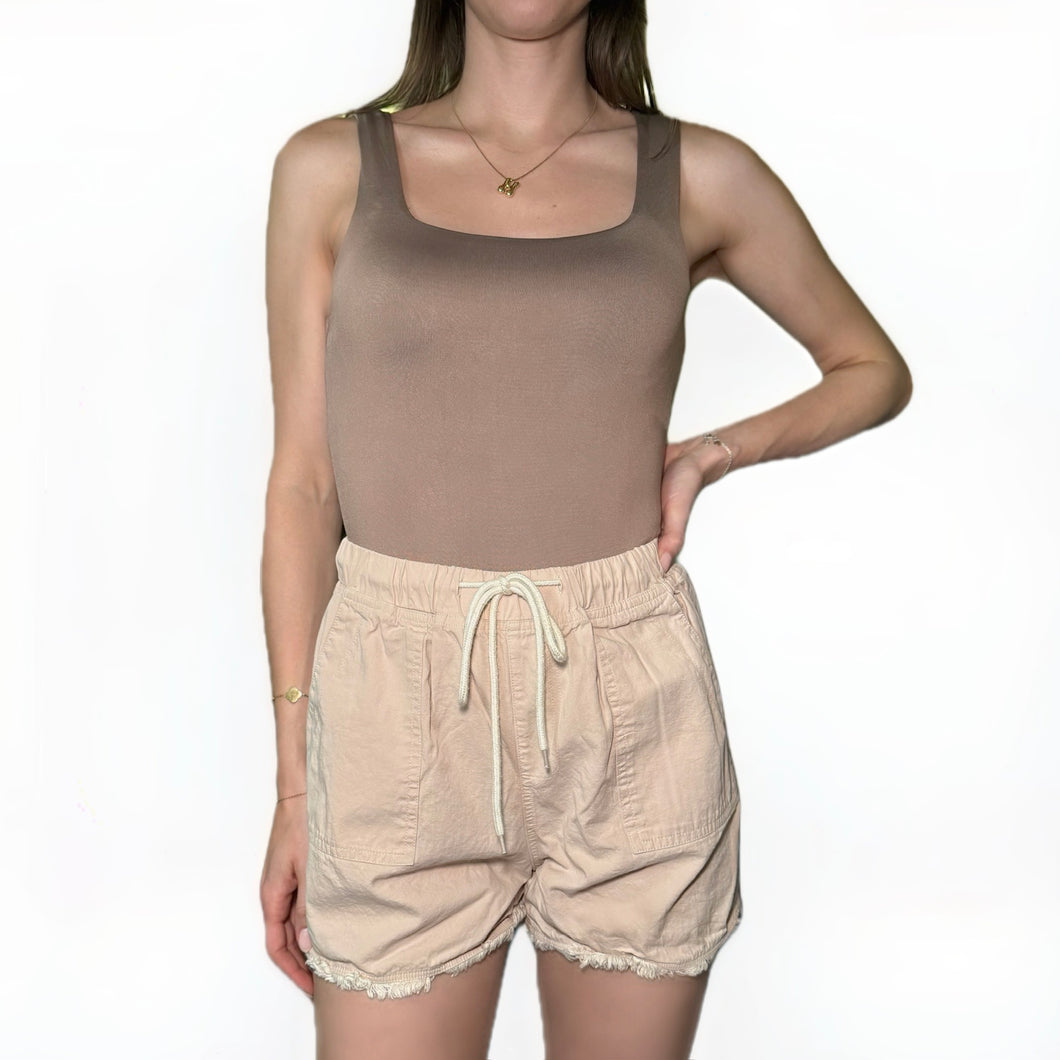 Square Neck Seamless Bodysuit | Warm Taupe