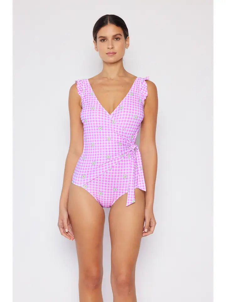 Daisy vneck Ruffle Wrap Bathing Suit
