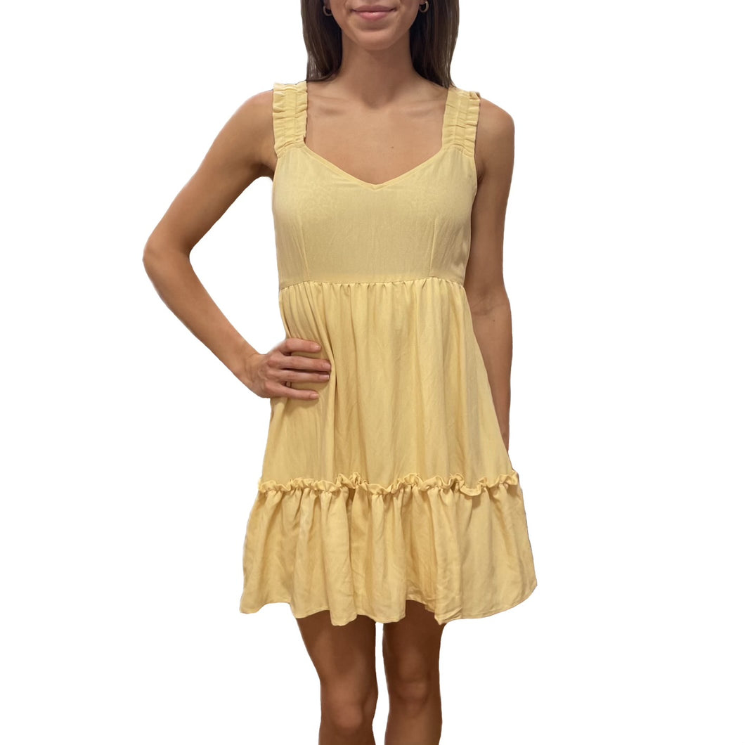 Wide Strap Solid Mini Dress | Yellow