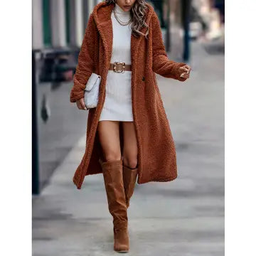Teddy Coat with Hood | Rust