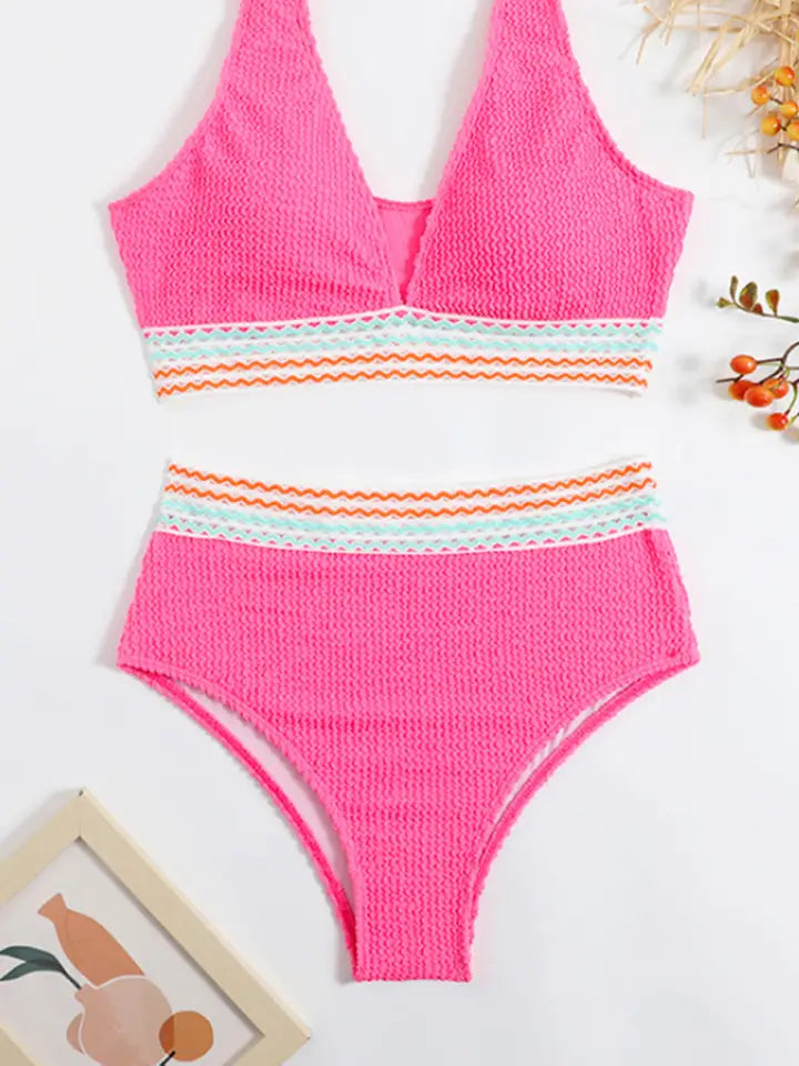 Guillie Solid Color Two Piece Swimsuit | Pink