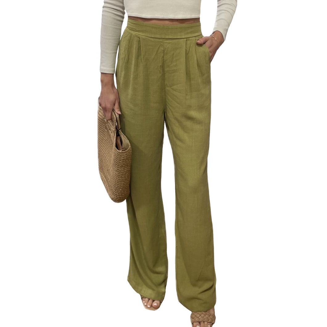 Linen high waist pleated pants | Kiwi