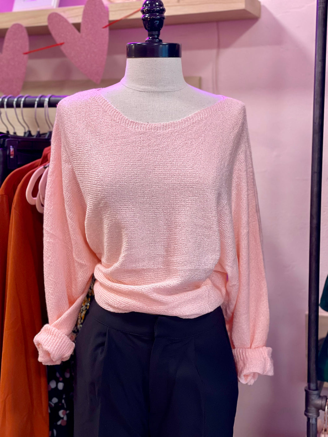 Cora Tie Back Lightweight Sweater | Pink