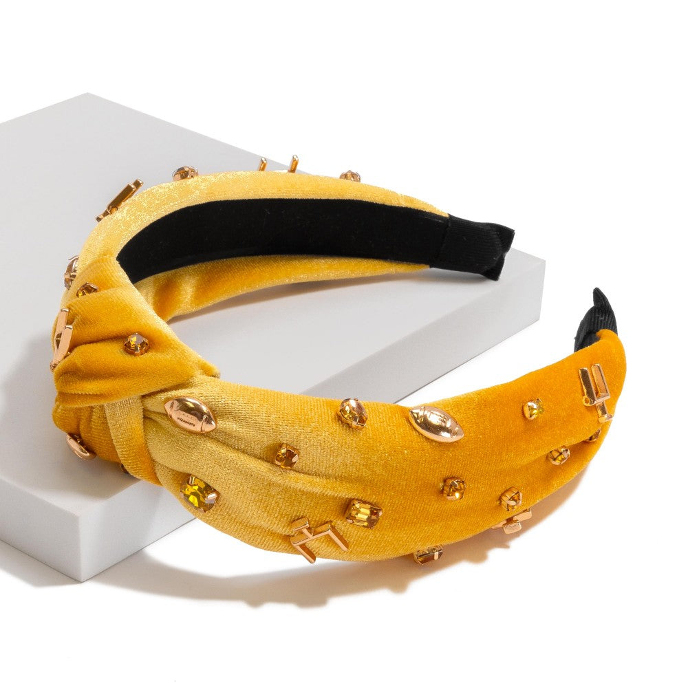 Velour Game Day Knotted Headband | Gold