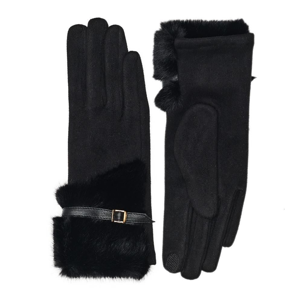 Faux Fur & Suede Gloves