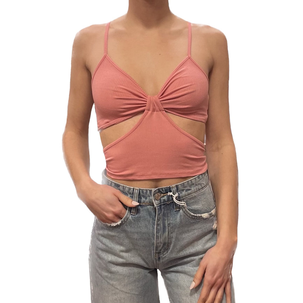 Cami Top with Bow Cut Out | Strawberry