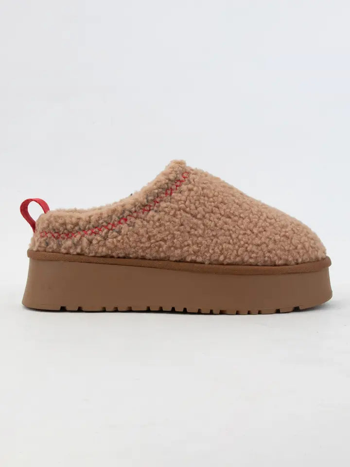 Isaac Borg Platform Sherpa Slip ons | Toffee