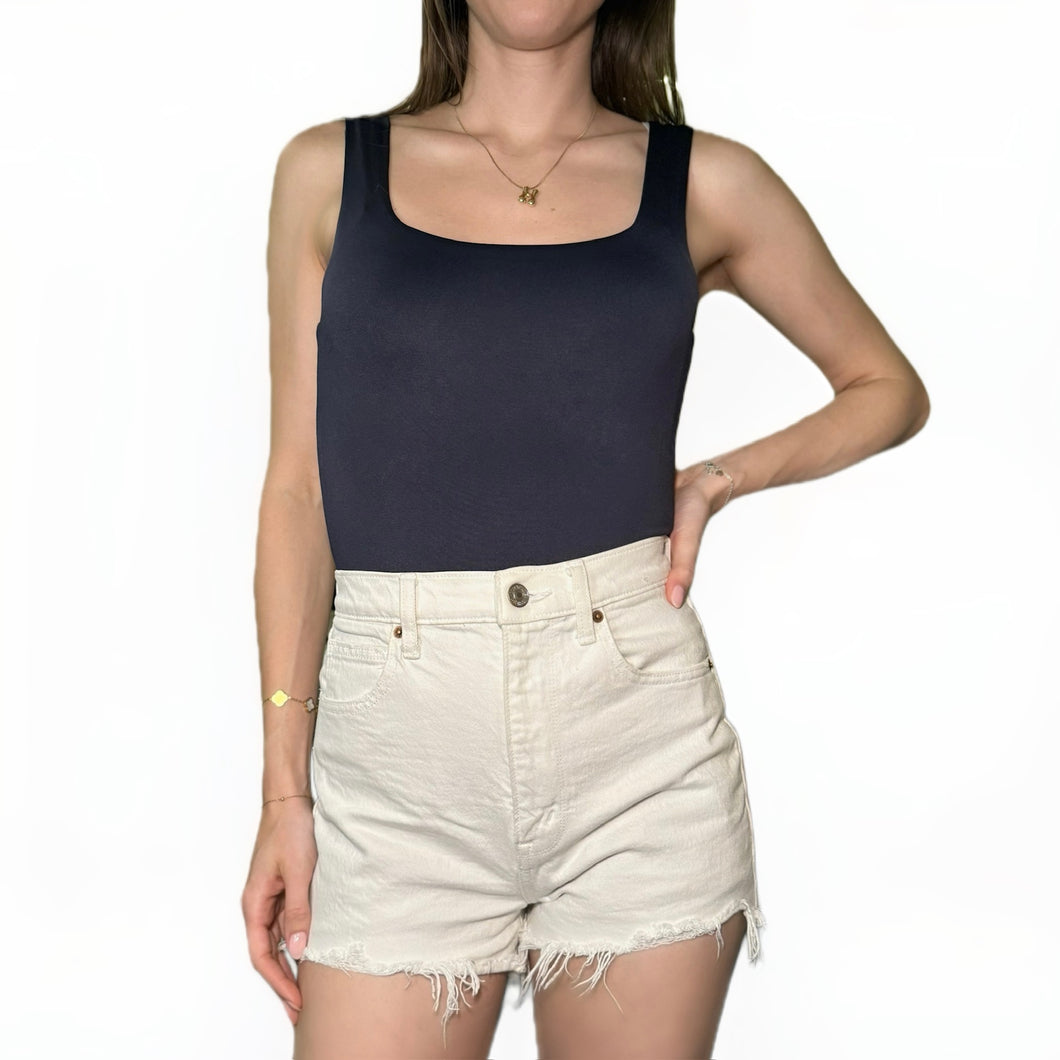 Square Neck Seamless Bodysuit | Navy
