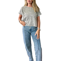 Load image into Gallery viewer, Washed Short Sleeve Boxy Knit Top | Plus available
