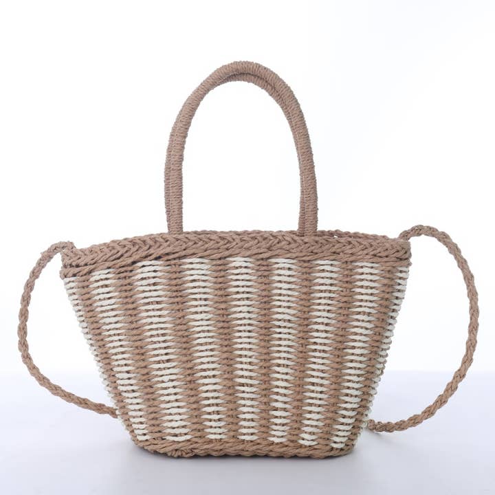 Stripe Beach Bag with Strap