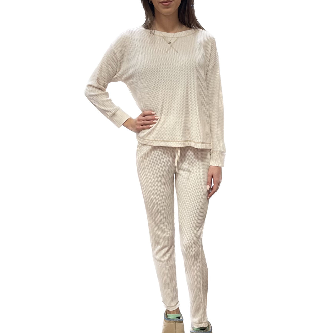 Waffle Knit Lounge Set | Stone