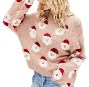 Fuzzy Santa Sweater | Pink