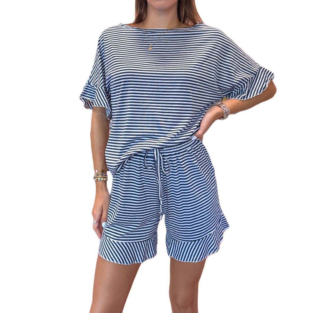 Les Striped Lounge Set | Navy