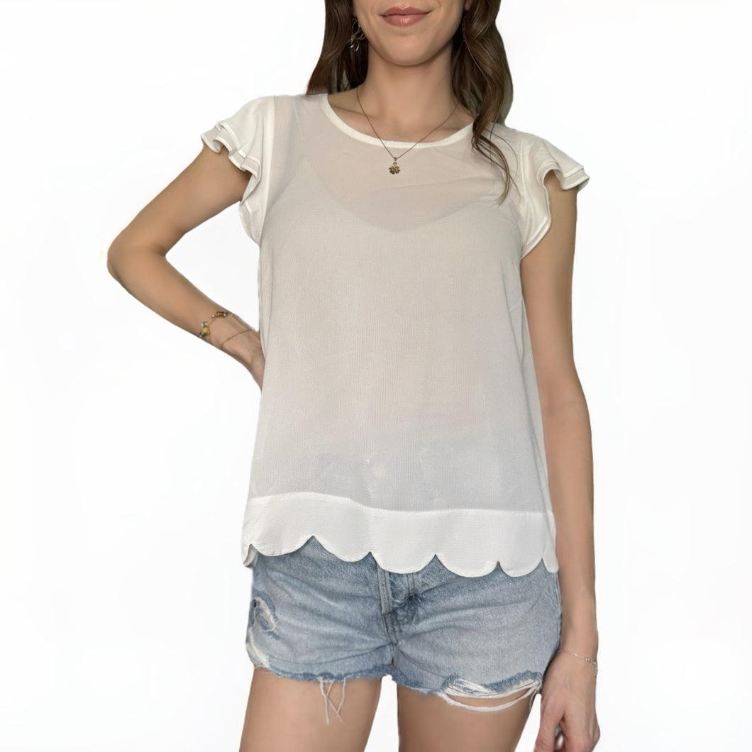 Layer Flutter Sleeve Top | White