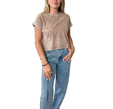 Load image into Gallery viewer, Washed Short Sleeve Boxy Knit Top | Plus available
