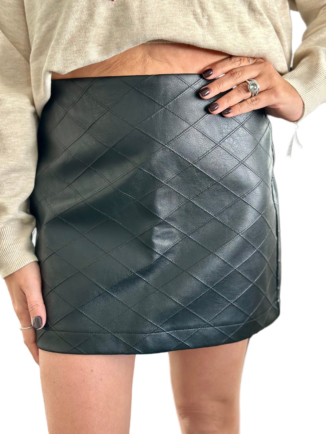 Diamond Pattern Faux Leather Skirt