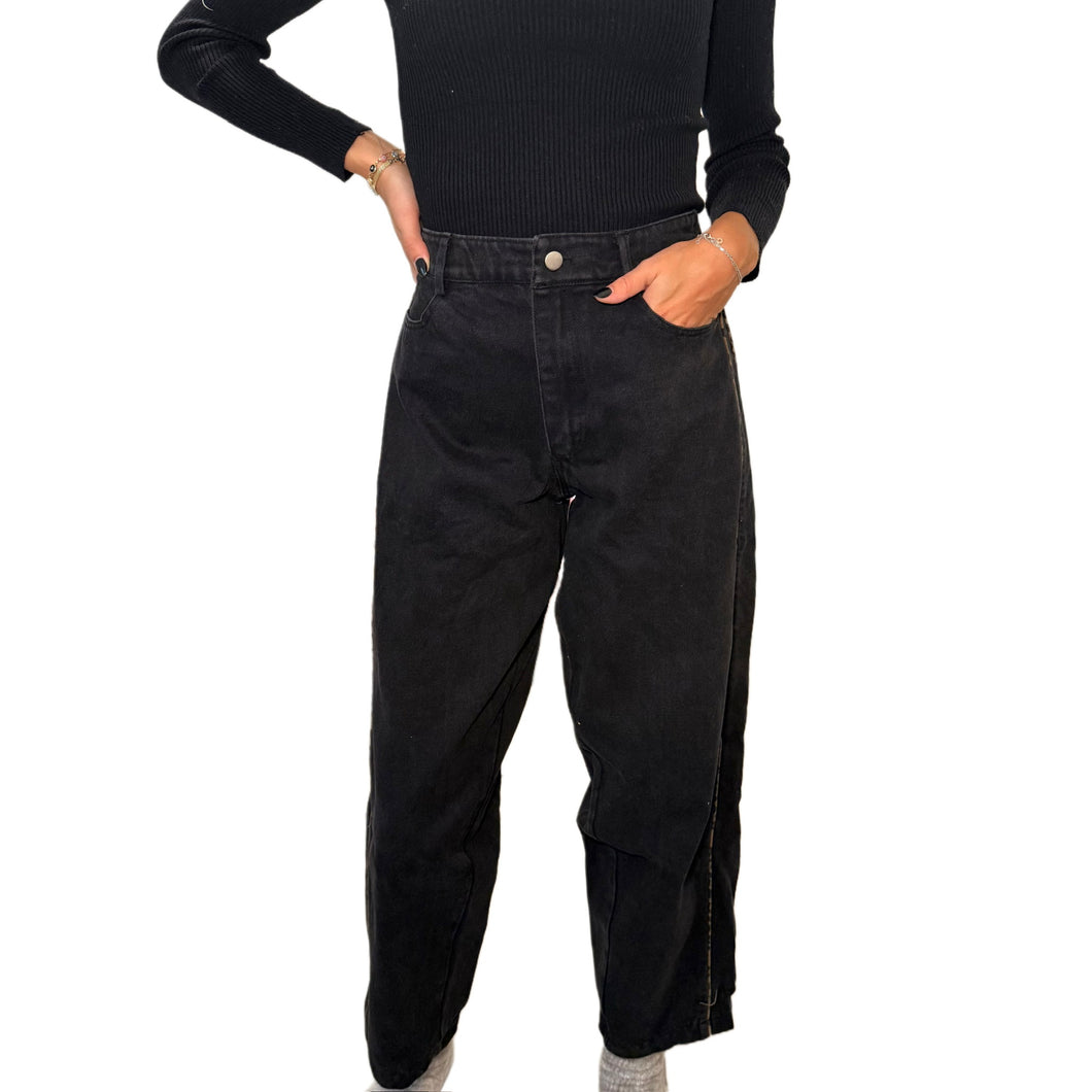 Black Wash Denim with Leopard Piping