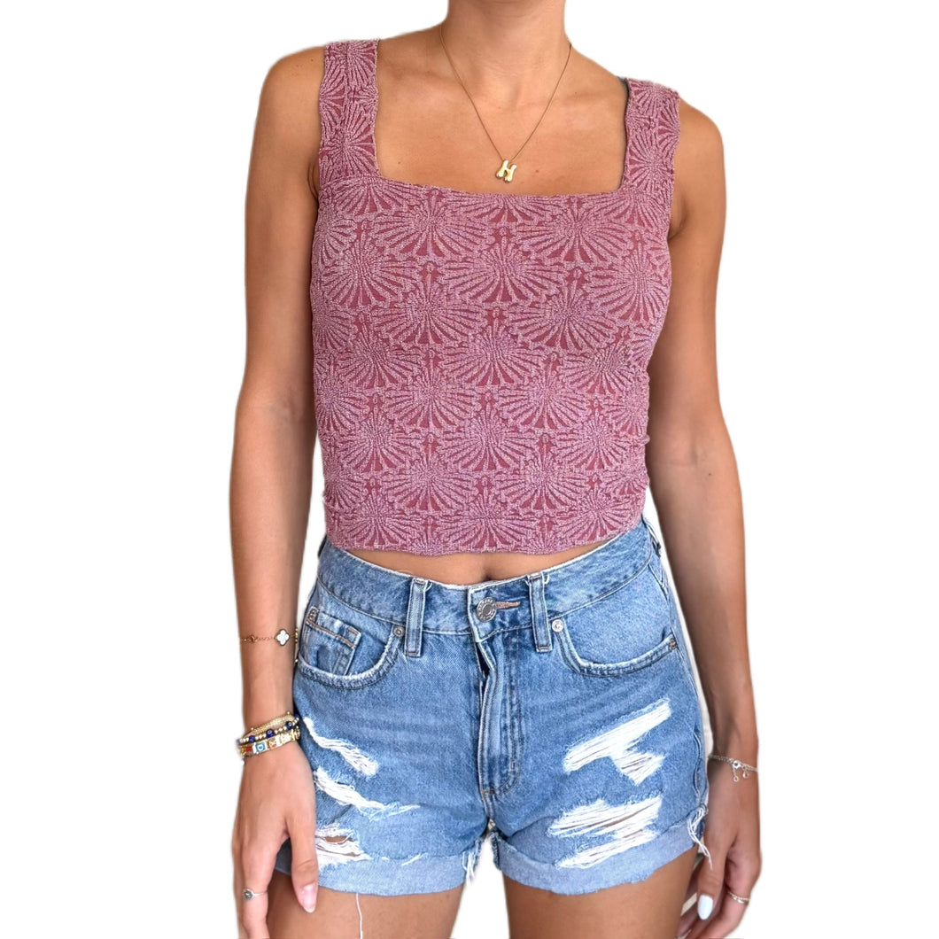 Nylon Spandex Jacquard Tank | Maroon