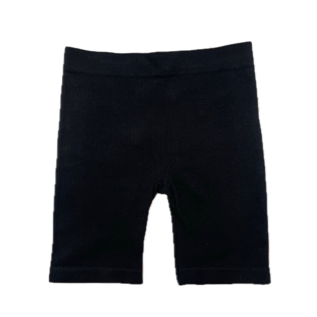 Ribbed SeamlessBiker Shorts | Black