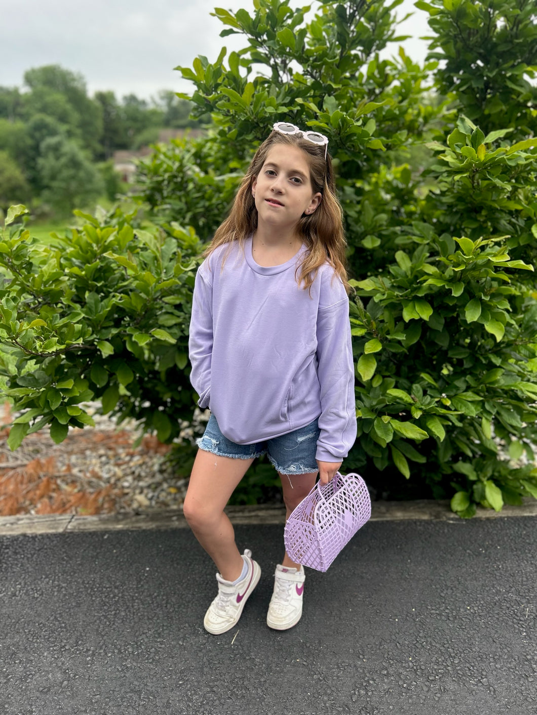 Zuri Crew Neck Everyday Sweatshirt | Lavendar