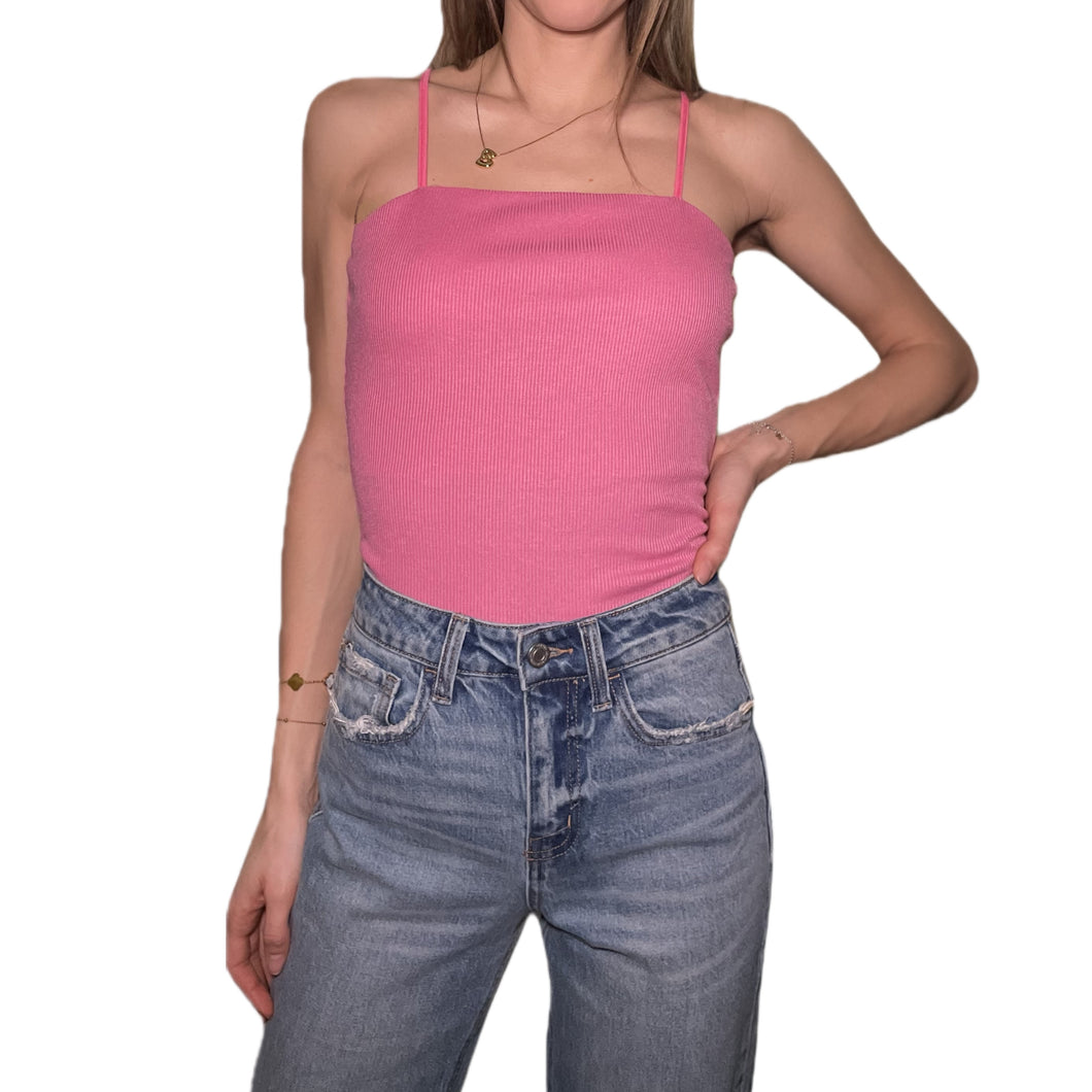 Ribbed Bodysuit | Hot Pink