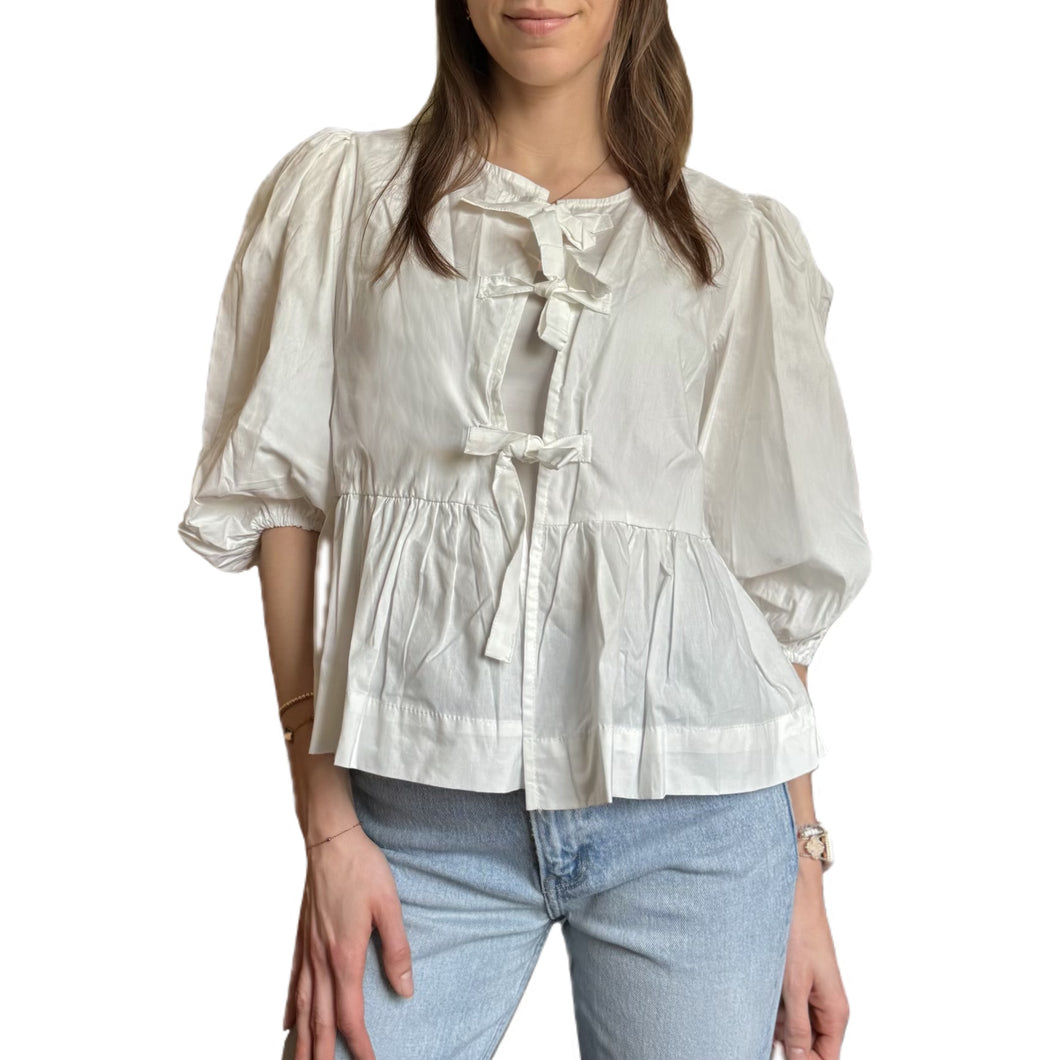 Bow Tie Blouse | White