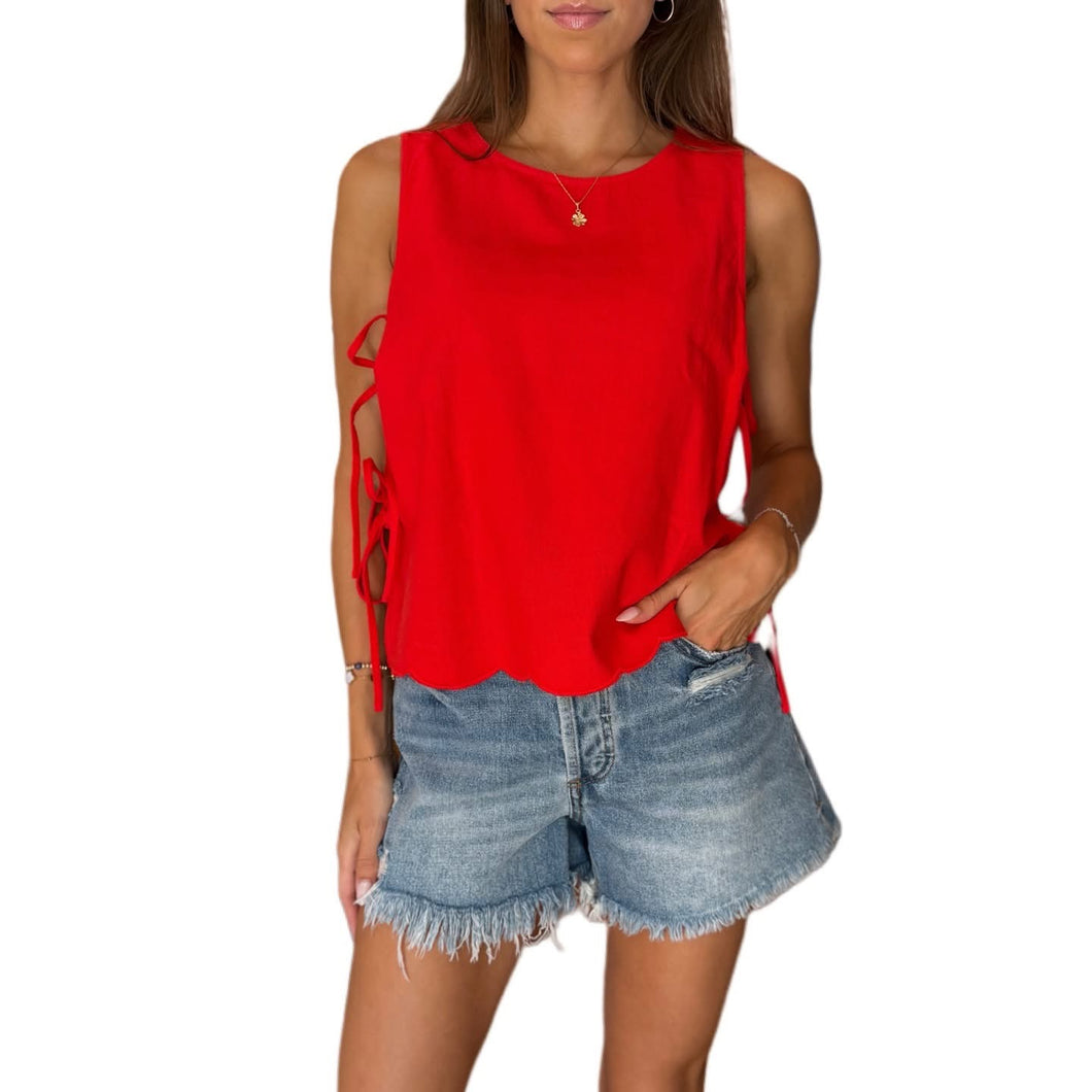 Cherry on Top Cotton Tank with Side Ties