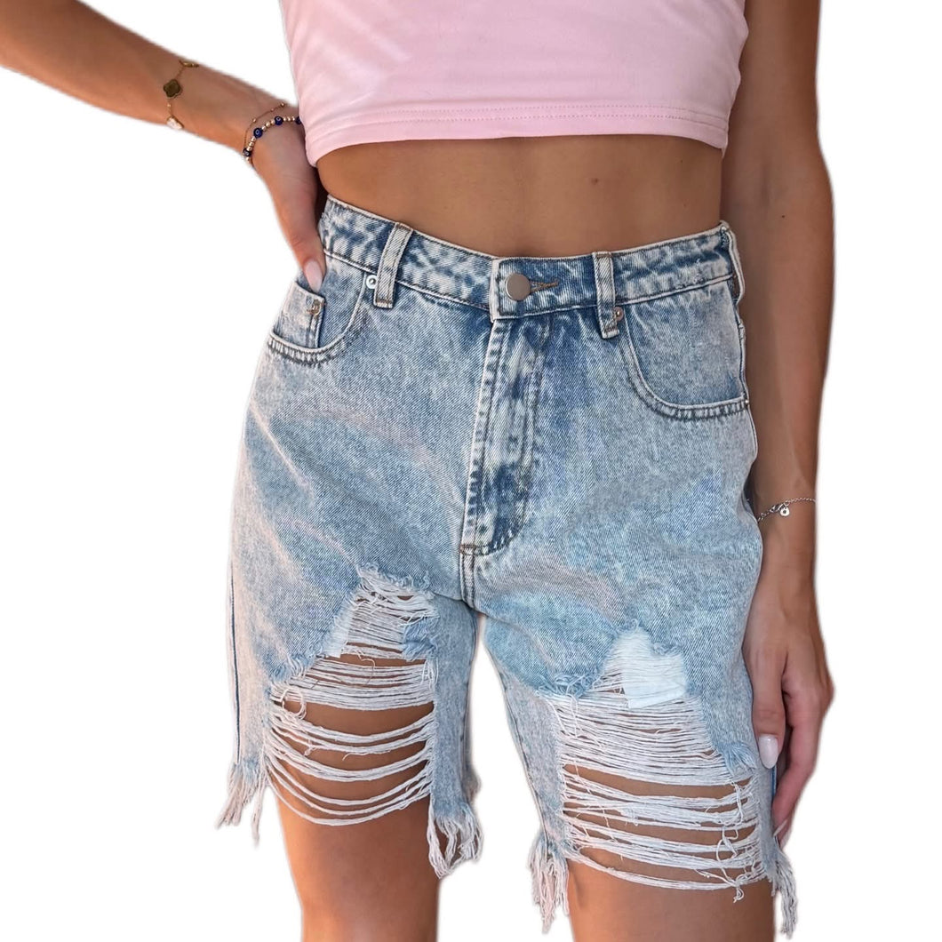 Boyfriend Denim Shorts | Washed Denim