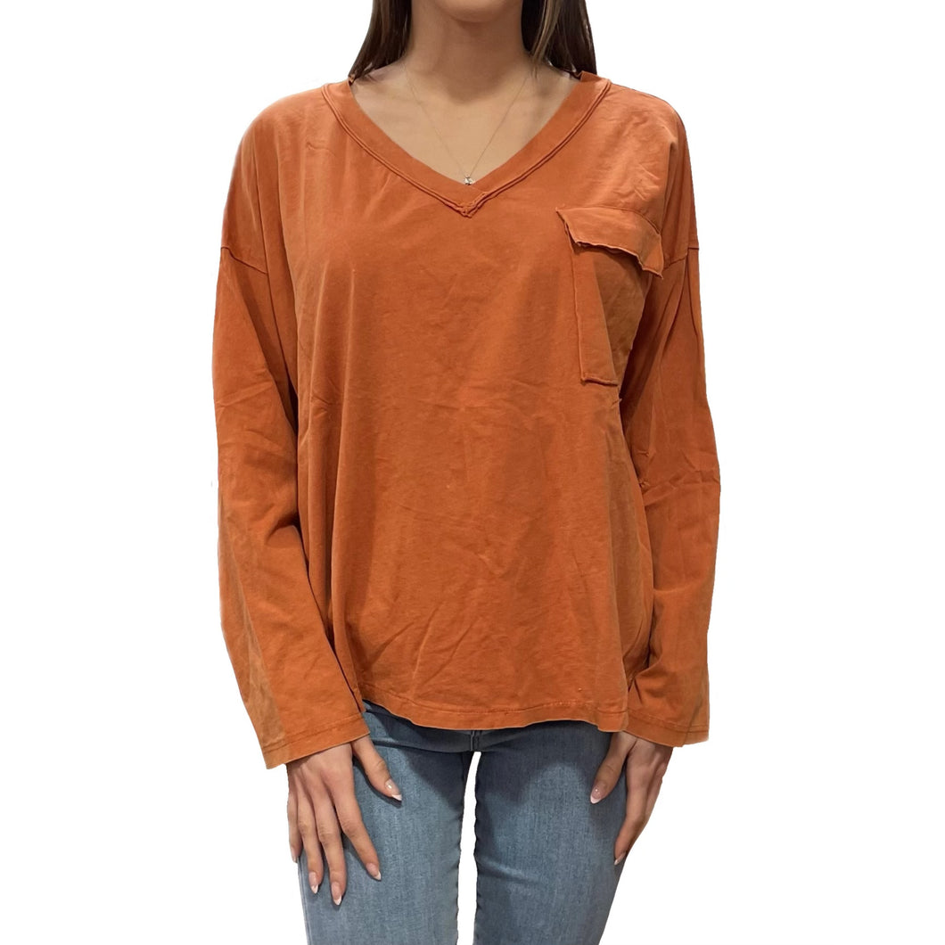 George Washed Knit Top | Orange