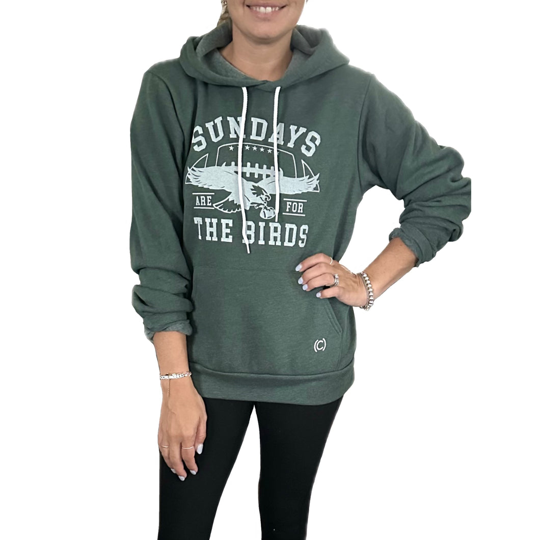 Sundays Are For the Birds Fleece Hoodie | Forest Green