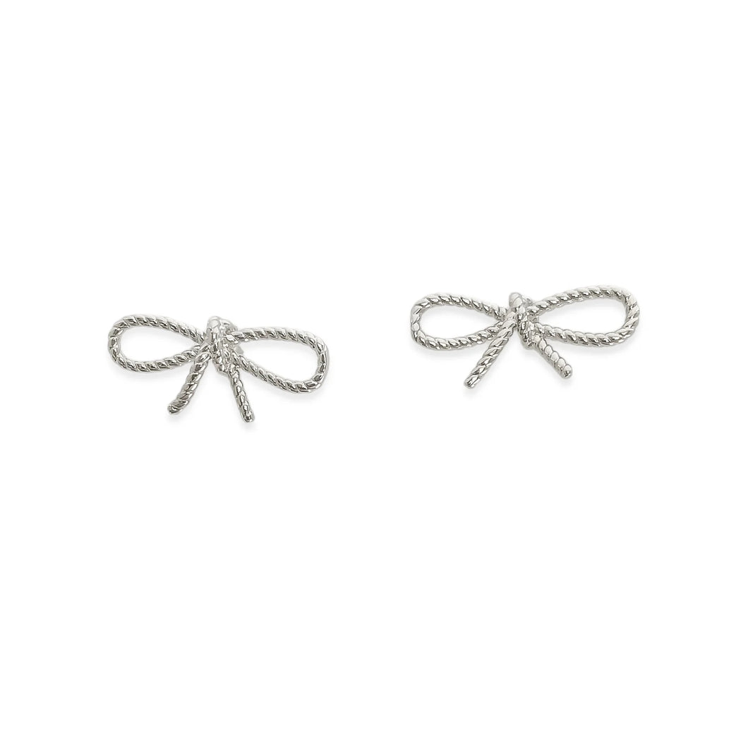 Ribbon Stud Earrings | Silver