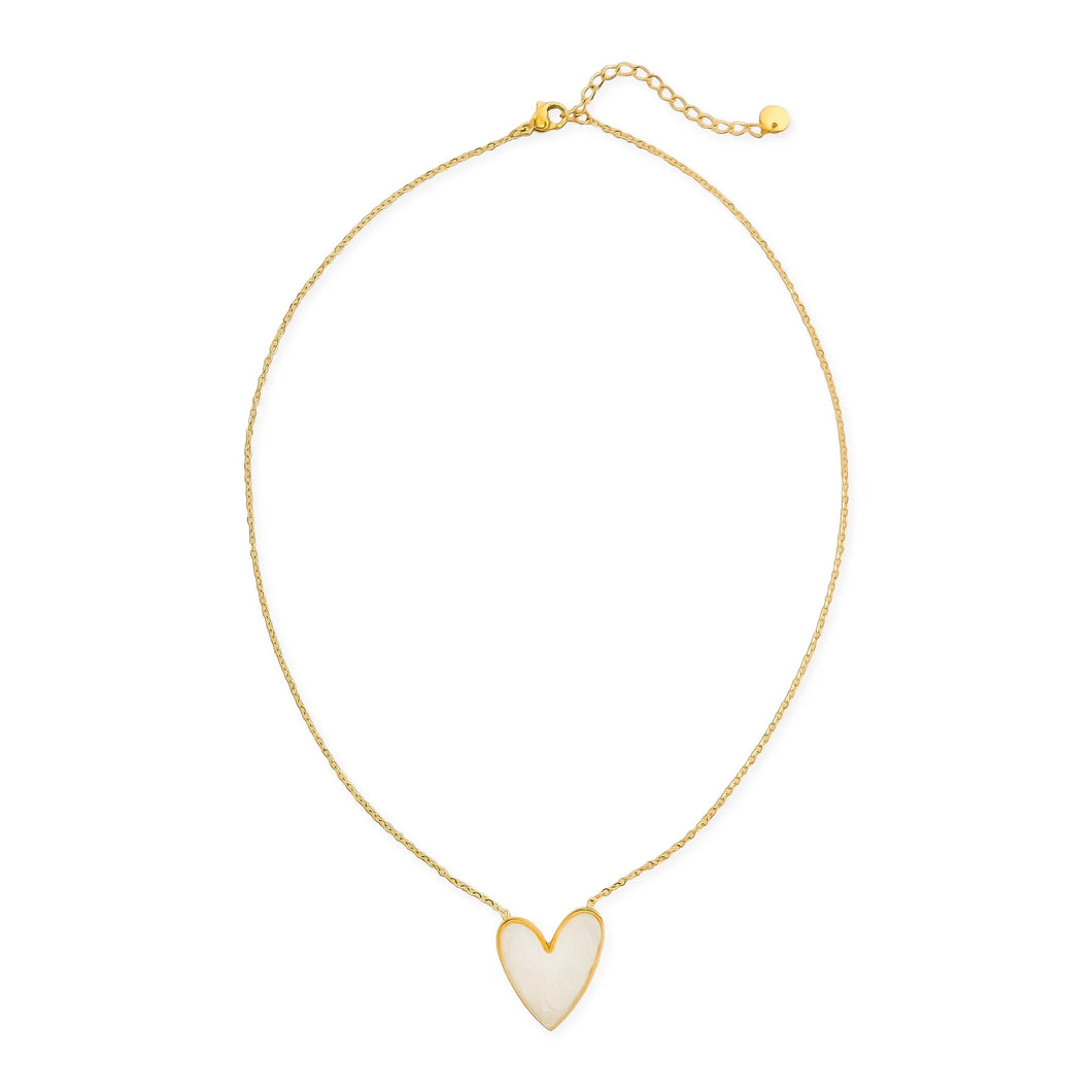 Opal Heart Water Resistant Necklace | White