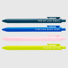 Load image into Gallery viewer, Passive Aggressive Corporate Lingo Jotter Pen Set
