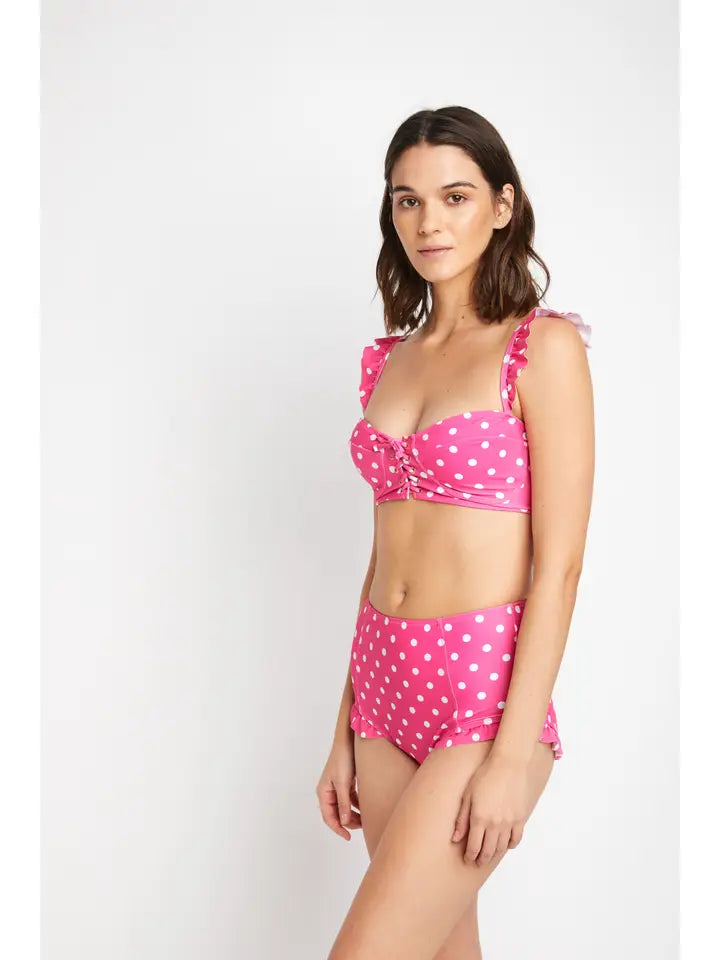 Balconette High Wasited Two Piece Suit| Magenta