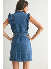 Load image into Gallery viewer, Sleeveless Denim Dress with Ruffle Details
