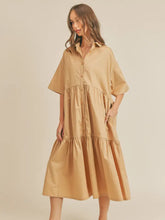 Load image into Gallery viewer, Button Down Tiered Maxi Dress | Tan
