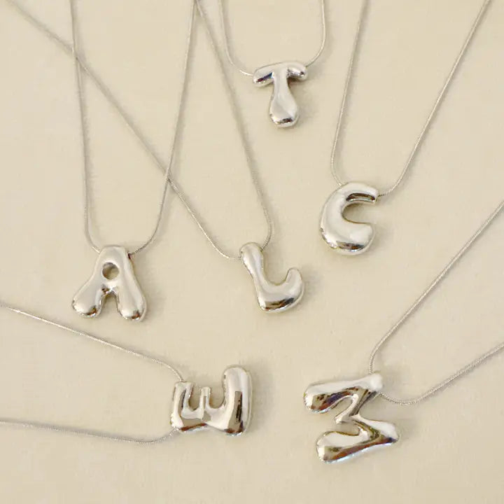 Bubble Initial Necklace | Silver