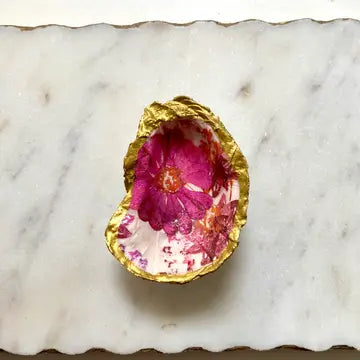 Magenta Floral Oyster Shell Dish