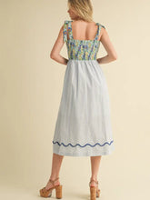 Load image into Gallery viewer, Scalloped Mixed Print Midi Dress | Blue
