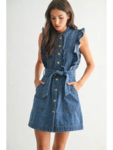Load image into Gallery viewer, Sleeveless Denim Dress with Ruffle Details
