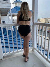 Load image into Gallery viewer, Scalloped High Waisted Bikini | Black
