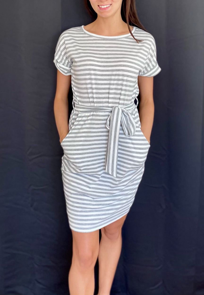 Stripe Tshirt Dress | Gray
