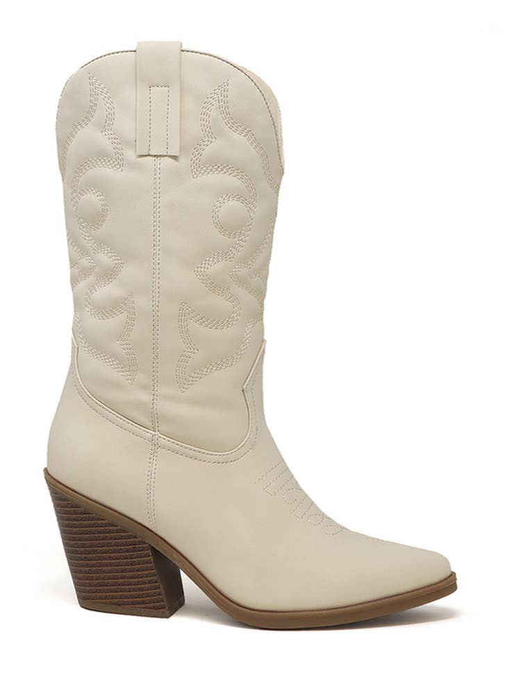 Yoki Cowboy Boots with Heel | White